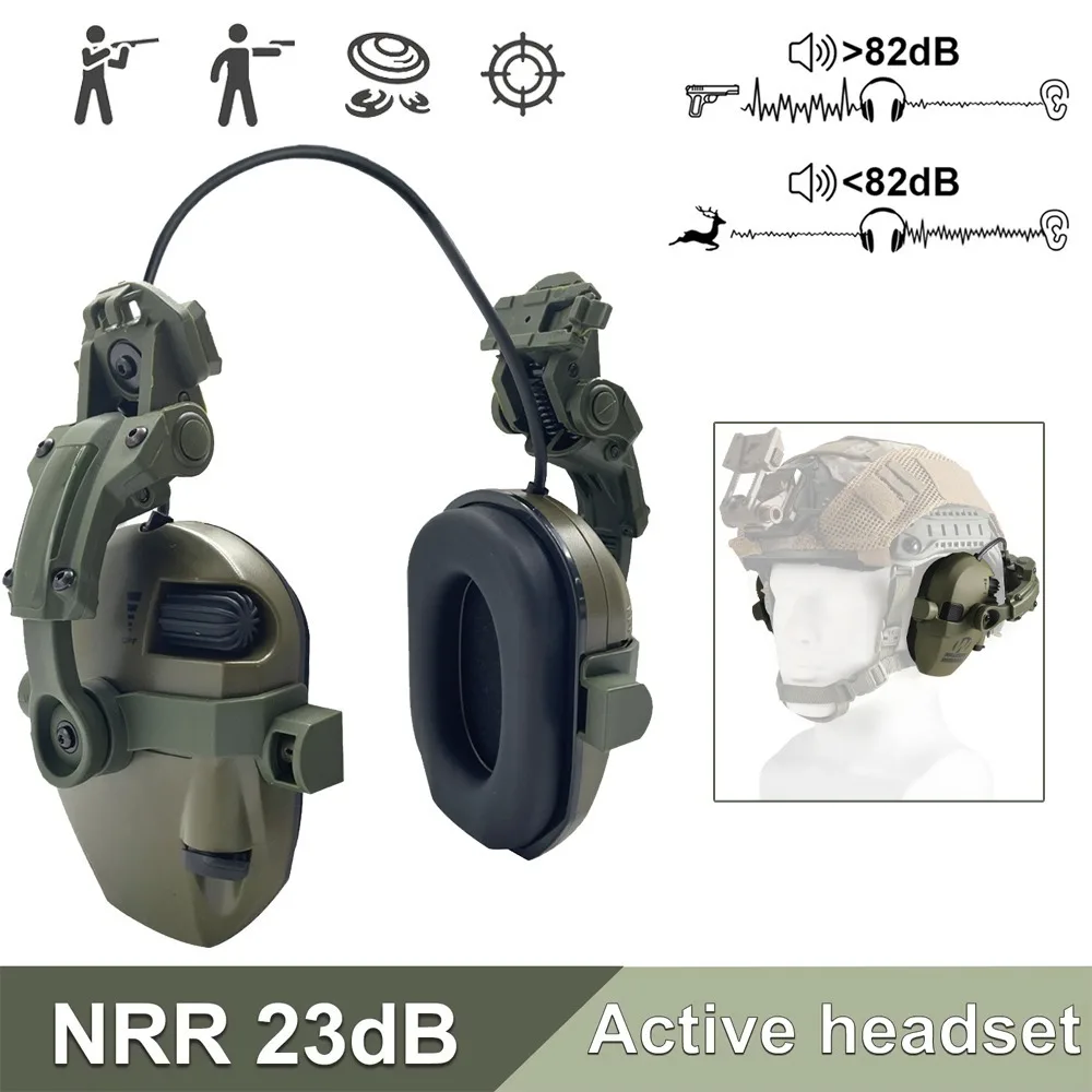 Orejeras montadas en casco activo para disparar protección auditiva electrónica protección auditiva reducción de ruido auriculares de caza activos