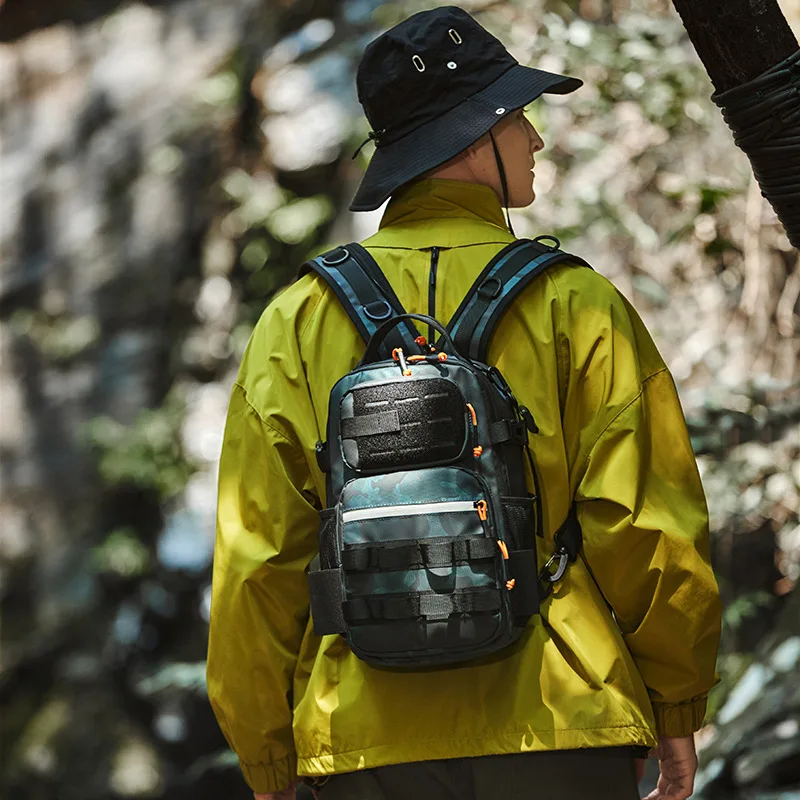 Mochila de pesca táctica con señuelos, con soportes para cañas, accesorios grandes para cajas de peces, para acampar al aire libre, senderismo, caza, bolsa de viaje - imagen 4