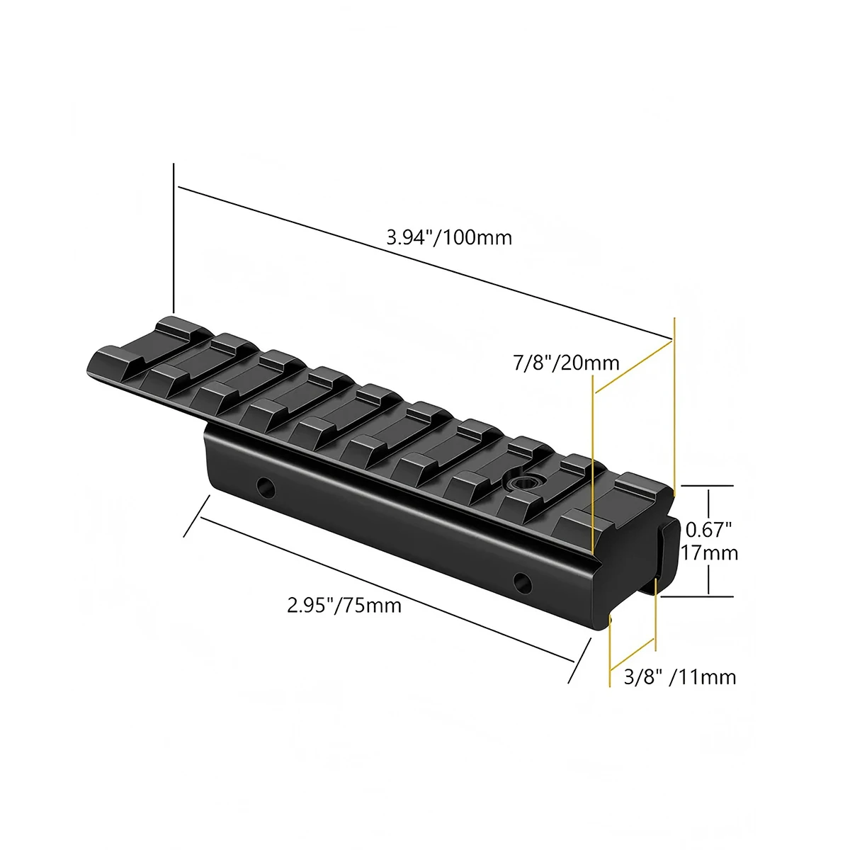 Adaptador de riel convertidor táctico de 11mm a 20mm, adaptador de cola de milano a riel Picatinny, montaje de Base de alcance, riel Picatinny superior - imagen 5
