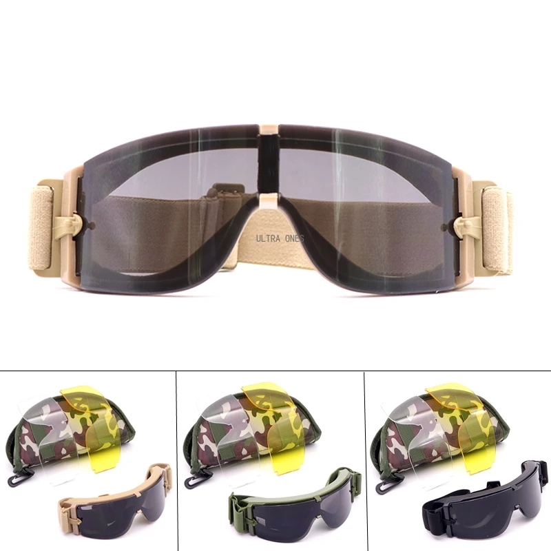 Gafas tácticas de tiro Airsoft, gafas a prueba de viento, antiniebla, senderismo al aire libre, Montañismo