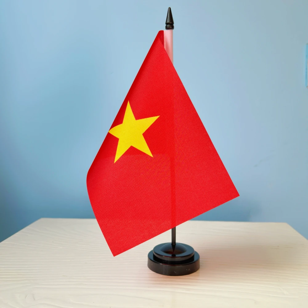 Bandera de escritorio de oficina de 14x21cm, bandera de Vietnam, poliéster, nacional de Vietnam