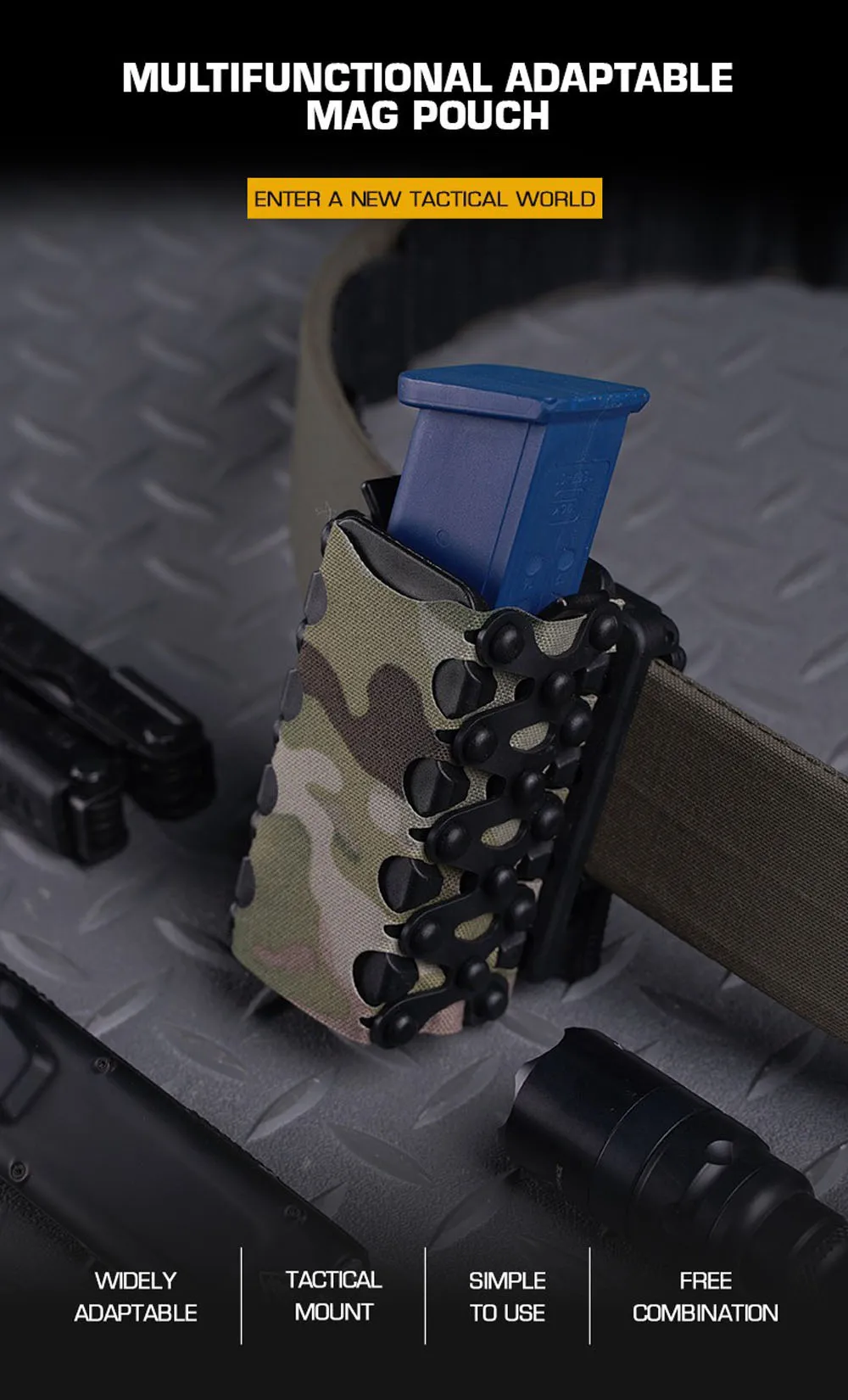 Vista frontal de la bolsa táctica Mag de 9mm