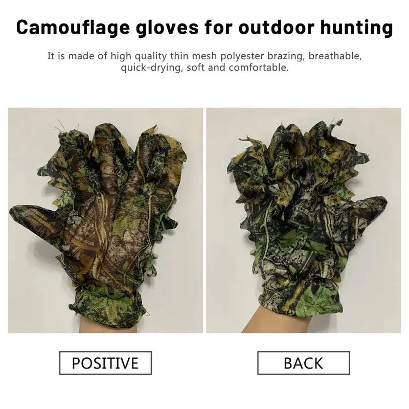 Ghillie camuflaje 3D mascarilla facial completa con hojas guantes de caza de camuflaje, accesorios de caza de camuflaje para caza camuflaje táctico - imagen 5