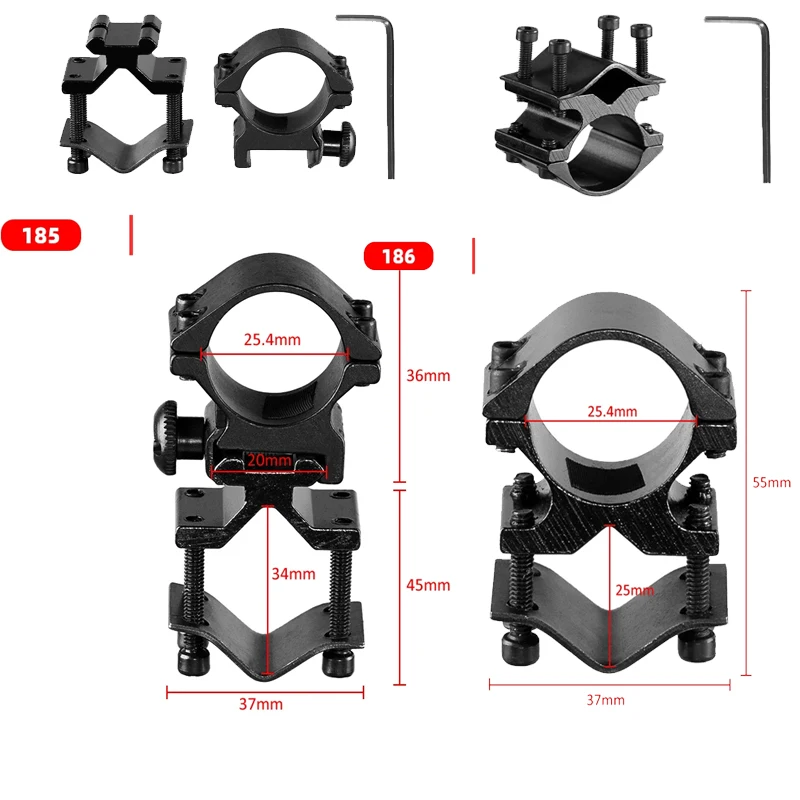 K85 K186 nuevo soporte de anillo de tubo de 25,4mm soporte de mira láser óptica para Rifle montaje de alcance 21mm accesorios de caza de riel Picatinny 2026 - imagen 2