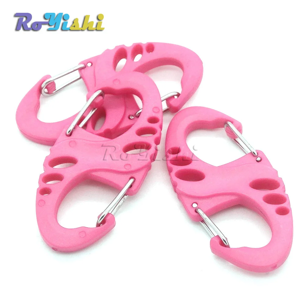 12 unids/pack de Clips de mosquetón de plástico colorido en forma de S para pulsera/llavero de supervivencia Paracord - imagen 4