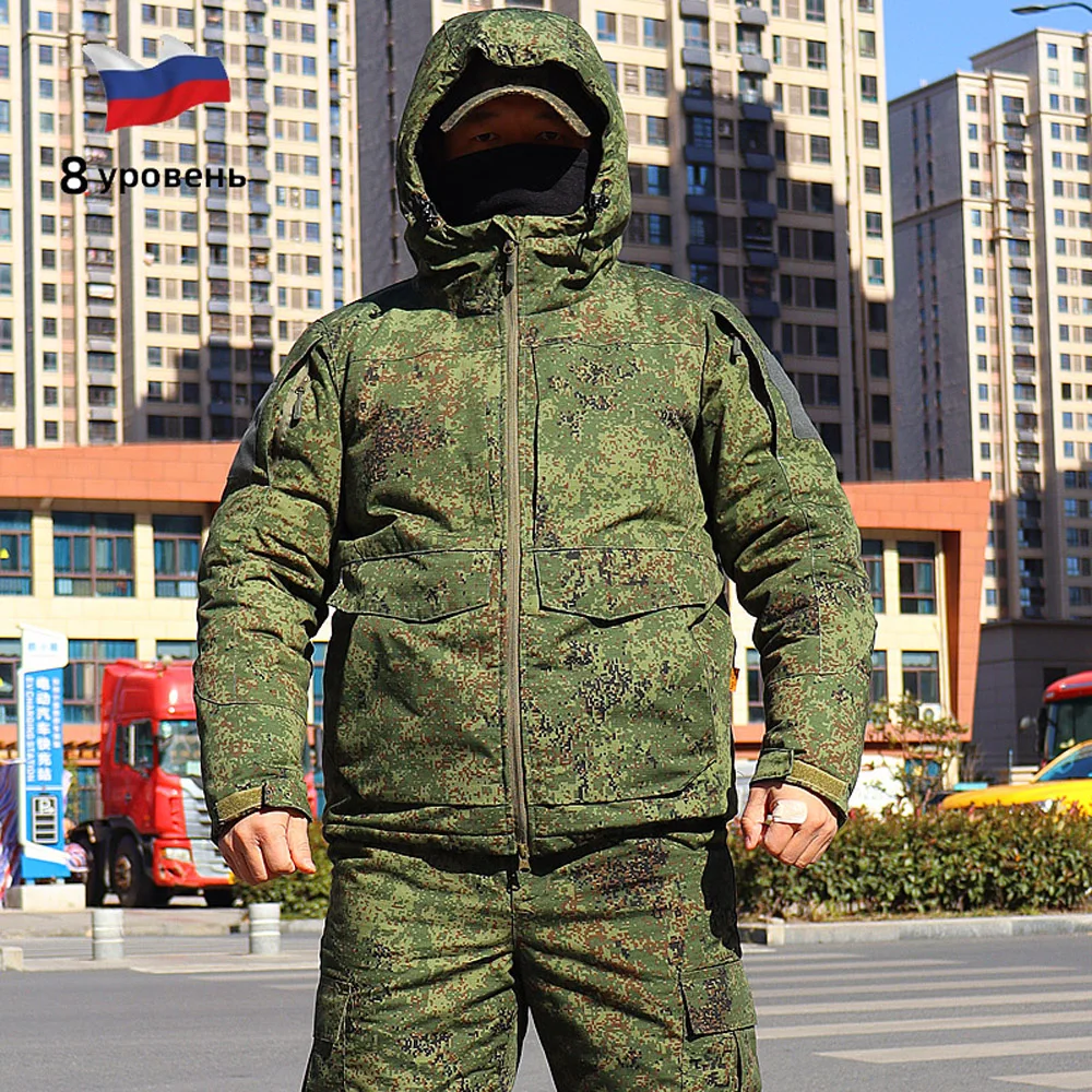 Traje cálido para deportes de caza al aire libre, acolchado de algodón, sistema ruso VKBO, traje de camuflaje LV8 EMR - imagen 5