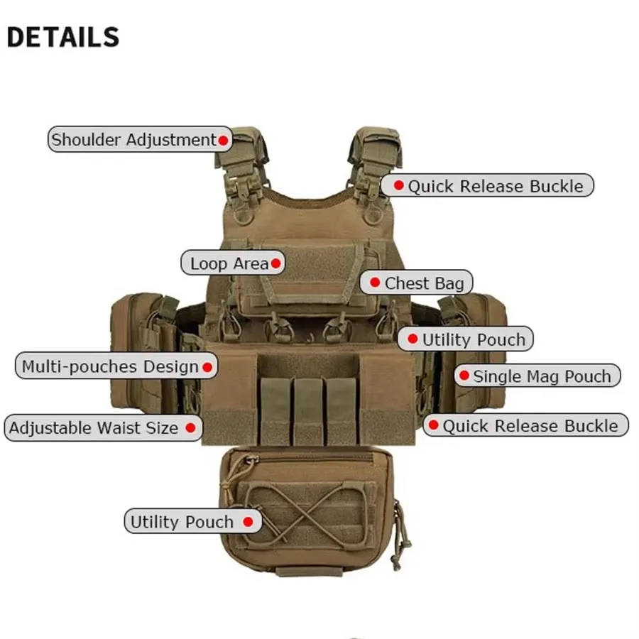 YAKEDA Chaleco portador de placa Chalecos Tactico Chaleco táctico de seguridad de liberación rápida Chaleco táctico extraíble - imagen 5