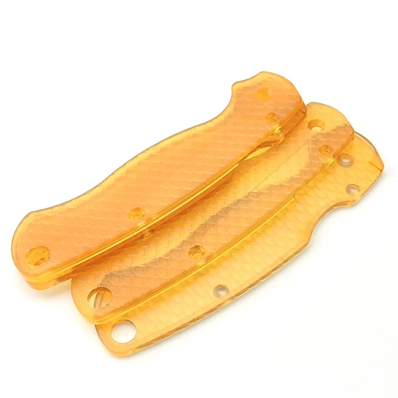 Escamas de mango de cuchillo plegables con patrón de pescado PEI transparente para cuchillos Spyderco genuino C81, periquito 2, piezas de bricolaje, 1 par - imagen 3