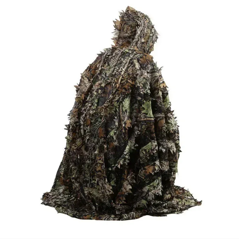 Ropa de caza táctica, Poncho de ropa de camuflaje Ghillie biónico de hoja de arce 3D