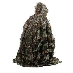 Ropa de caza táctica, Poncho de ropa de camuflaje Ghillie biónico de hoja de arce 3D