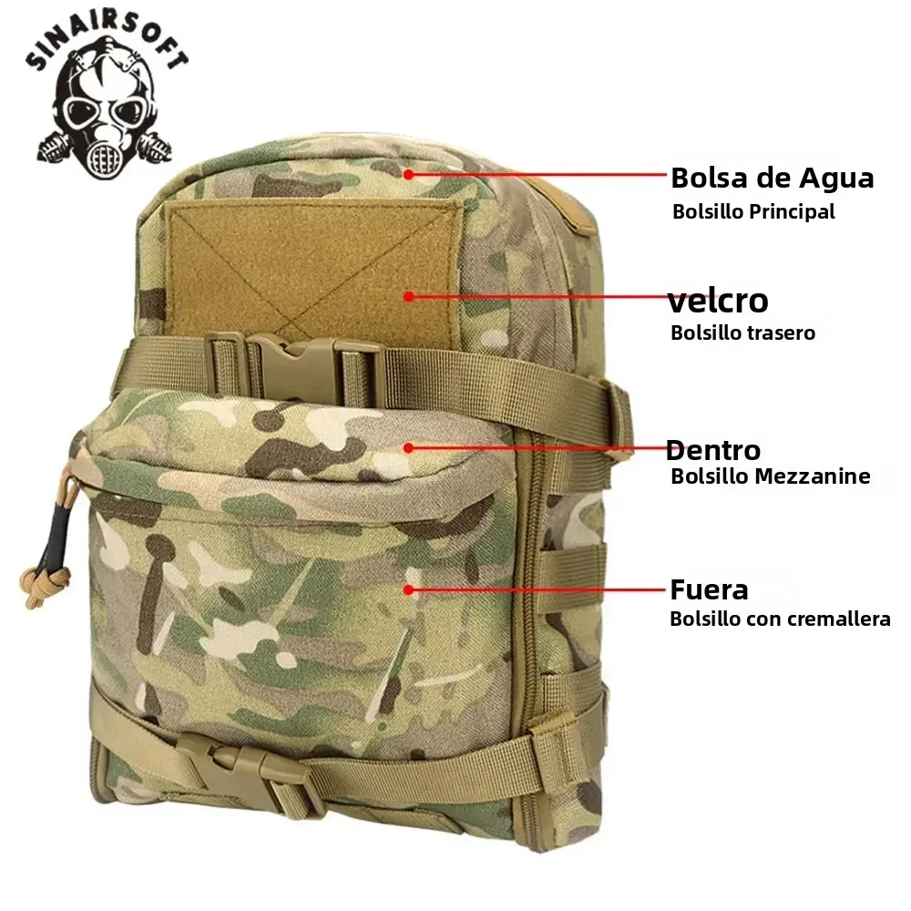 SINAIRSOFT-mochila de hidratación táctica, bolsa Molle de asalto para entrenamiento de combate, chaleco de caza al aire libre, portador de placa trasera, bolsa de agua - imagen 4