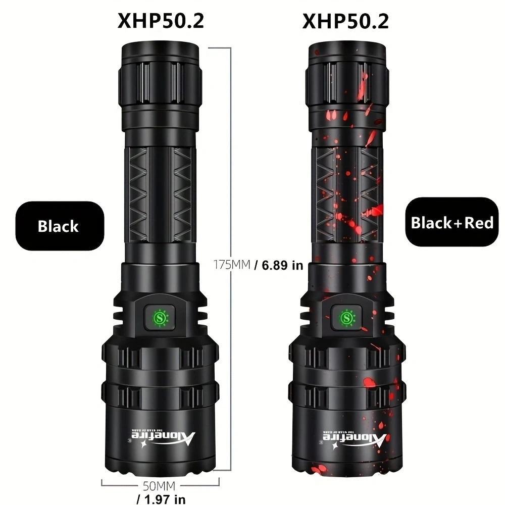 Linterna táctica LED de alta potencia XHP50, antorcha brillante de Color camuflaje, impermeable, para exteriores, senderismo, Camping, pesca, trabajo en casa, 20W - imagen 5