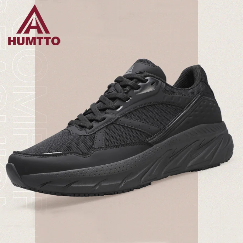 HUMTTO-zapatos de senderismo para hombre, zapatillas deportivas ligeras e informales, antideslizantes y transpirables, con suelas suaves, color negro, para invierno - imagen 2