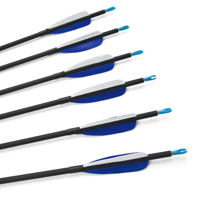 Flecha de carbono mezclada para tiro con arco, eje Spine700 de 32 pulgadas, punta de flecha de 80 granos para arco recurvo compuesto, práctica de tiro de caza, 6/12 Uds. - imagen 3