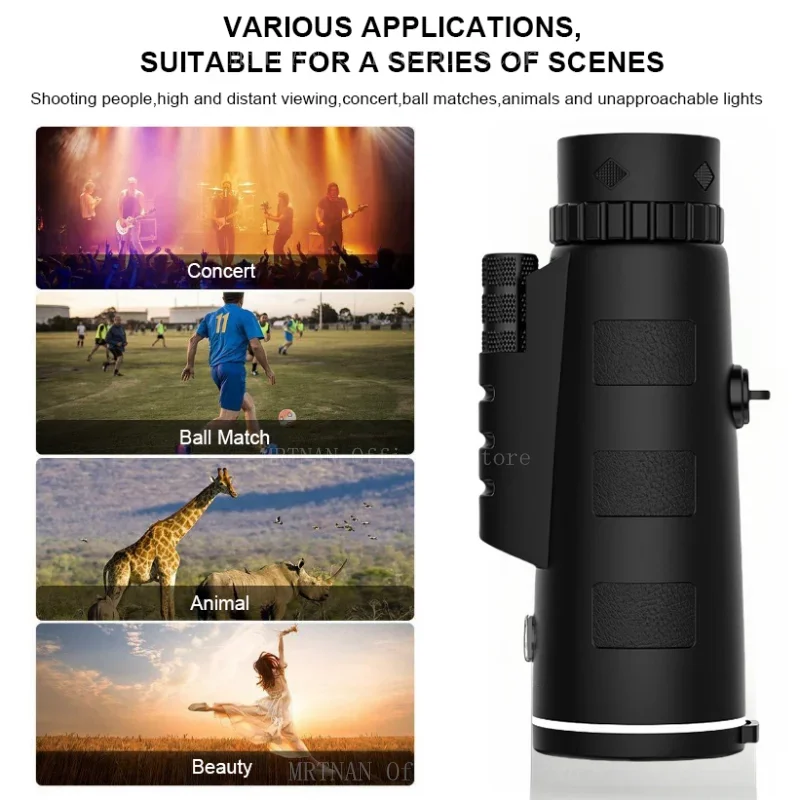 Binoculares potentes HD con Zoom militar, telescopio profesional portátil de largo alcance, Monocular de baja visión nocturna para caza, 40x60 - imagen 4