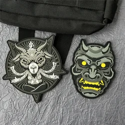 Parche táctico PVC rígido resistente Hannya Samurai Baphomet negro