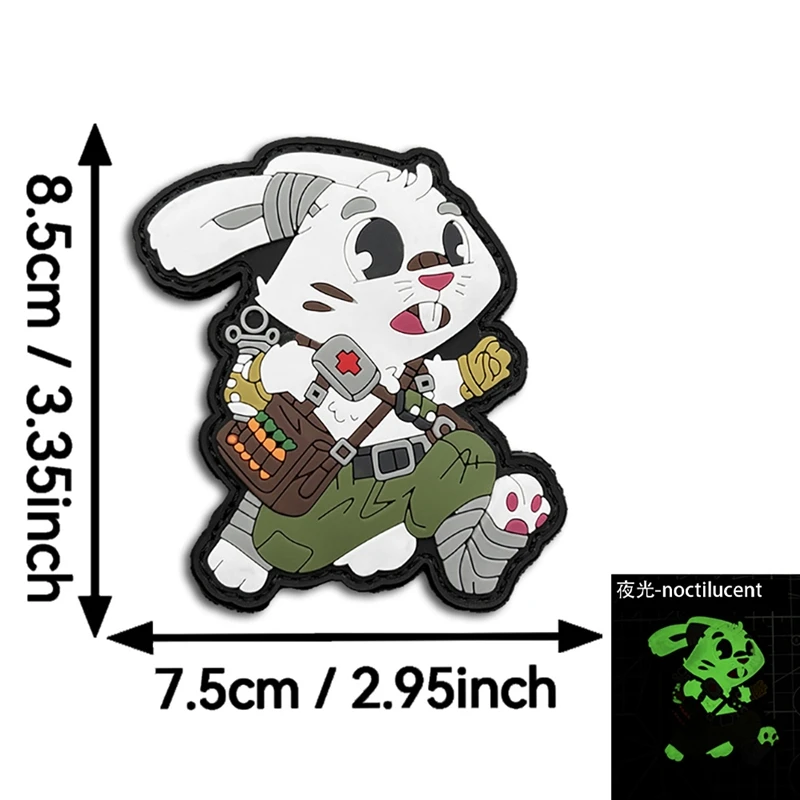 Parche de gancho y bucle luminoso de PVC de conejo táctico, insignia moral al aire libre, insignias tácticas, parches de accesorios de ropa - imagen 3