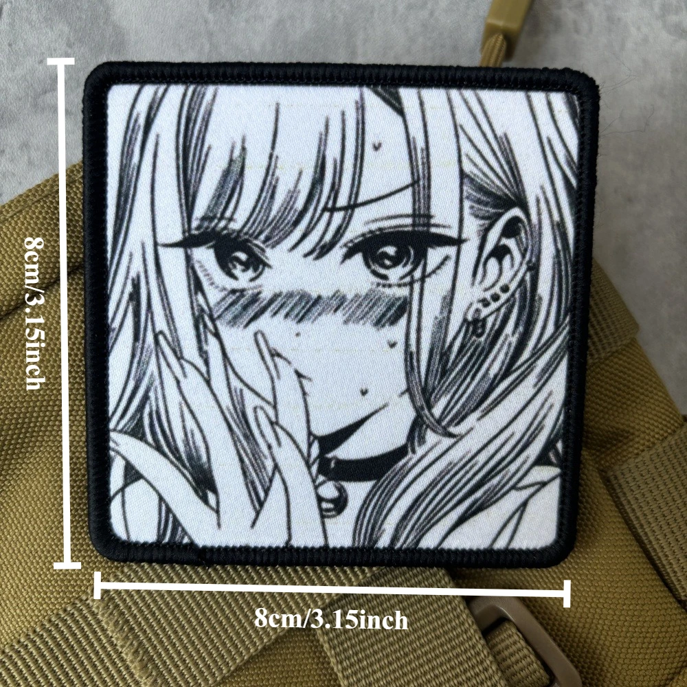 Parche táctico de Chica de Anime, parches de gancho y bucle impresos en ropa, insignia de moral militar, brazalete, pegatinas para mochila - imagen 3