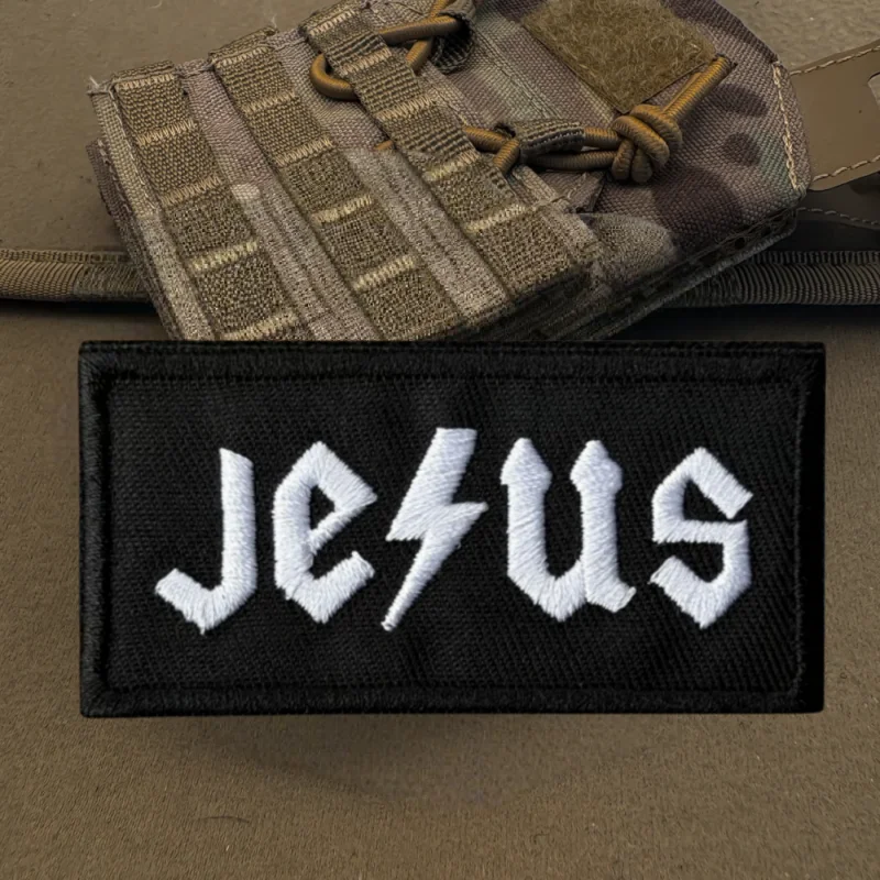Parche bordado 3D de Jesús, chaleco táctico, insignia de moral con gancho y bucle, pegatinas decorativas para mochila, parches para brazalete para ropa - imagen 5