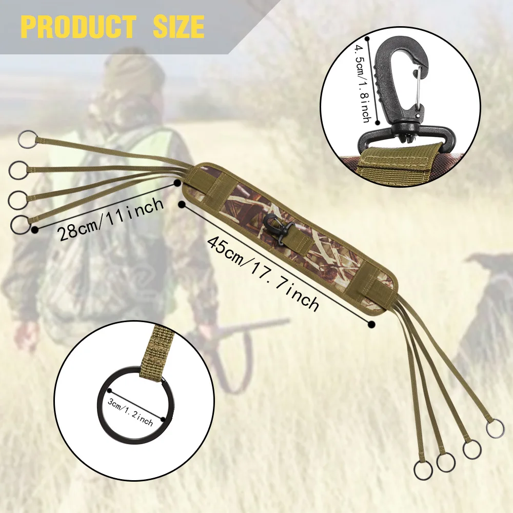 Correa de juego portador de pato, anillo deslizante de 14 gotas, portador de juego de aves acuáticas, correa de paloma para pájaros, bolsa de juego de caza, colgador de pájaros de ganso - imagen 2