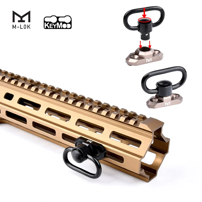 Hebilla de eslinga táctica Airsoft QD, Base de montaje de cuerda para pistola de caza, compatible con KEYMOD M-LOK, 20mm, rotación de 360 grados - imagen 4