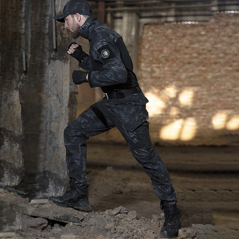 HAN WILD-traje de viaje informal para hombre, uniforme militar, camisa táctica, pantalones de combate, camisas de camuflaje, conjunto de pantalones Cargo - imagen 5