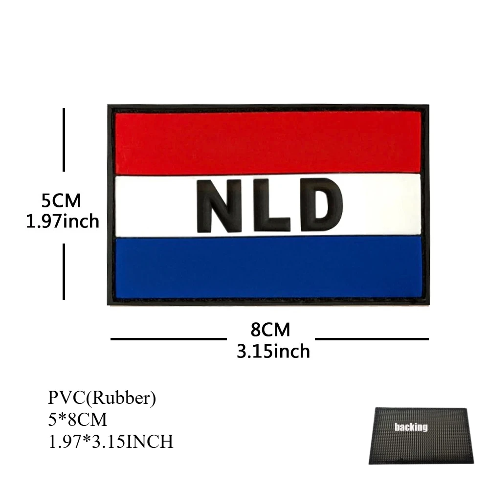 3D PVC goma DEU Alemania NLD Países Bajos bandera parche brazalete insignias emblema parches tácticos con gancho en la mochila