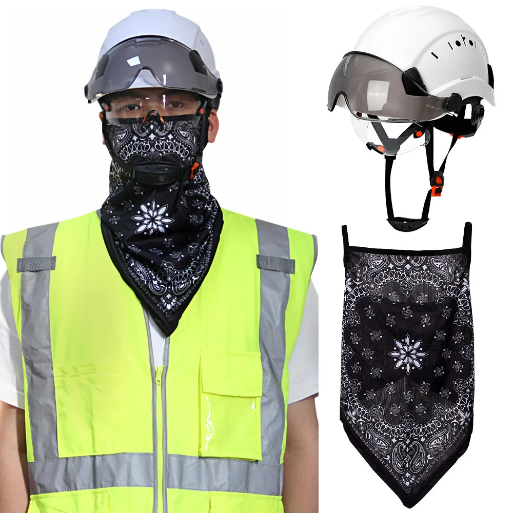 Casco de seguridad para construcción CE con gafas dobles, toalla facial para casco duro de ingeniero ABS ANSI, gorra de seguridad Industrial, protección para la cabeza
