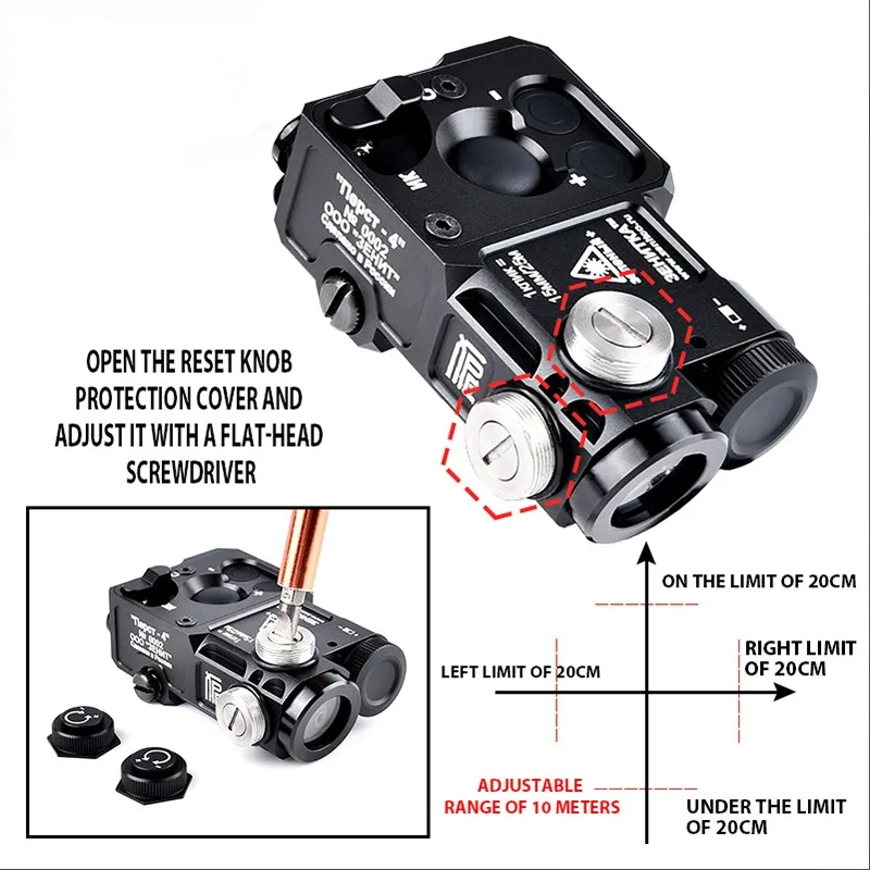 PERST-4 táctico totalmente de Metal rojo verde azul punto láser IR indicador de visión WADSN PERST 4 caza Scout luz adecuada para riel de 20MM - imagen 5
