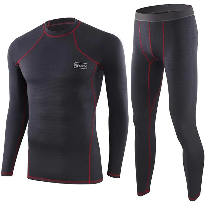 Ropa interior térmica para hombre, chándal deportivo de forro polar cálido, transpirable, elástico, de secado rápido - imagen 2