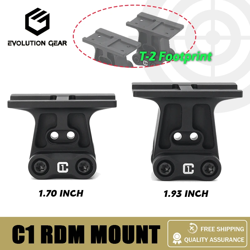 Soporte táctico C1 RDM 1,70/1,93 pulgadas de alto inferior 1/3er Co-witness Red Dot Sight Mount