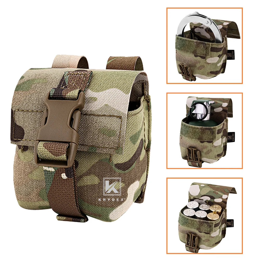KRYDEX-bolsa táctica para granadas, riñonera para caza, sistema MOLLE PALS y cinturón, pequeña y práctica bolsa EDC del ejército, paquete de guantes Frag, accesorios - imagen 2