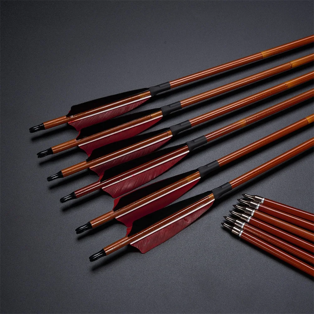 6/12/24 Uds. Flecha de carbono mezclada de tiro con arco de 31,5 pulgadas columna vertebral 500 ID6.2mm para arco largo recurvo compuesto flechas de práctica de caza al aire libre - imagen 2