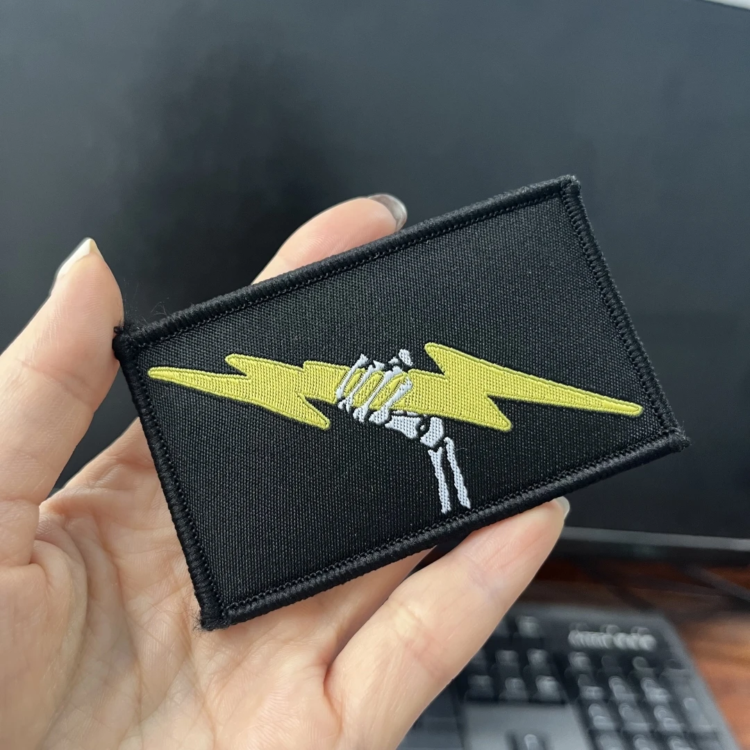 Parches de marca de tejido de calavera relámpago para ropa, Animal táctico, gato, emblema de moral, equipo al aire libre, pegatina de mochila - imagen 4
