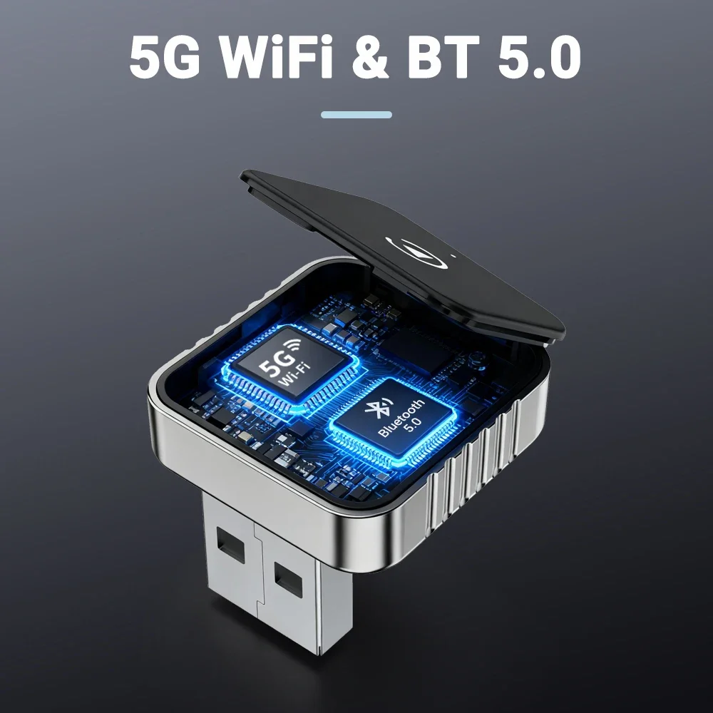 Adaptador 2 en 1 con cable a inalámbrico CarPlay Android Auto para estéreo de coche OEM con Dongle USB Mini caja inteligente Plug and Play Blueto - imagen 4