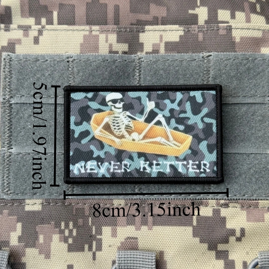 Parche "Never Better", calavera táctica, moral, ejército militar, apliques personalizados, pegatina para mochila, parches de gancho y bucle de PVC para ropa - imagen 2