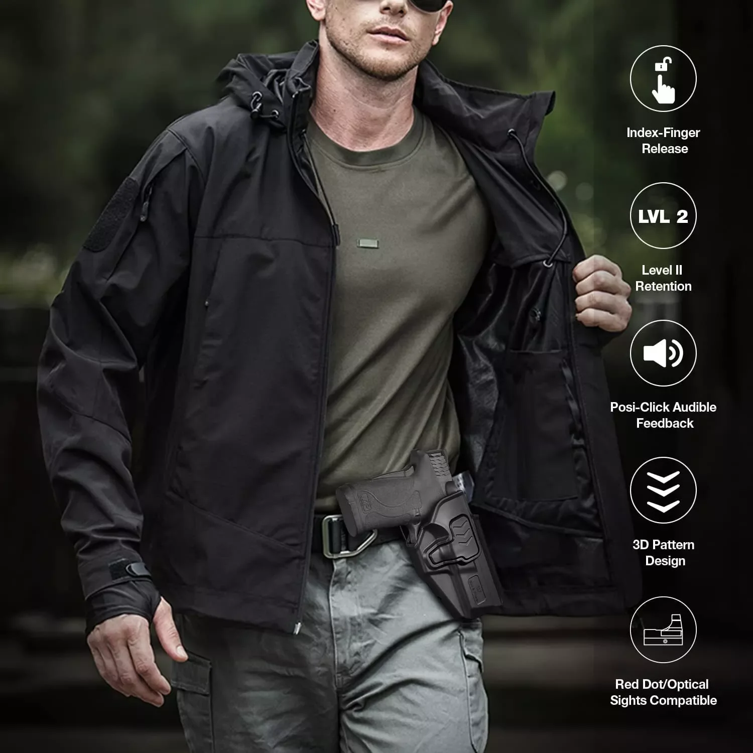 Solo para Smith & Wesson M&P Shield 380 EZ,M&P Shield 9mm EZ, funda OB, sonido de clic, punto rojo, mano derecha - imagen 4