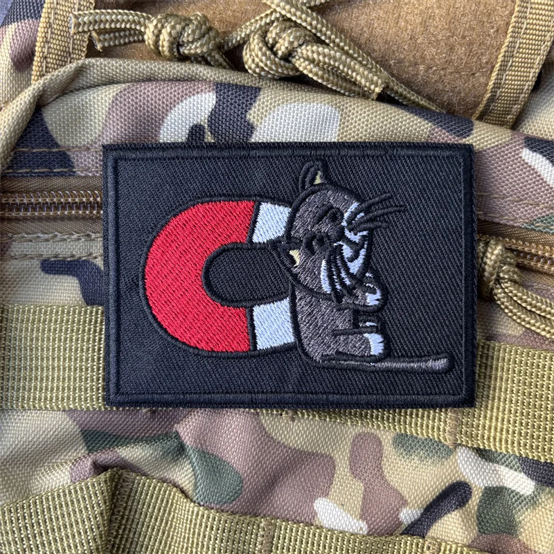 Parche bordado militar táctico "gato magnético", insignias de moral con gancho, parches para ropa, pegatinas para mochila - imagen 2
