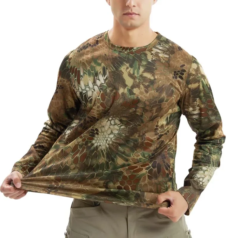 Camiseta de manga larga para hombre, camisetas gráficas con estampado de camuflaje 3d, camisetas de Fitness a la moda para hombre y mujer, camisetas para exteriores, ropa de camuflaje - imagen 2