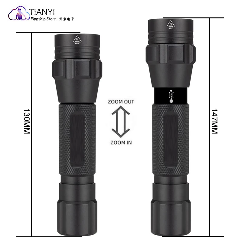 Linterna ultravioleta con zoom remoto, luz ultravioleta ultrabrillante, identificación de billetes, lámpara de curado UV, 395nm - imagen 2