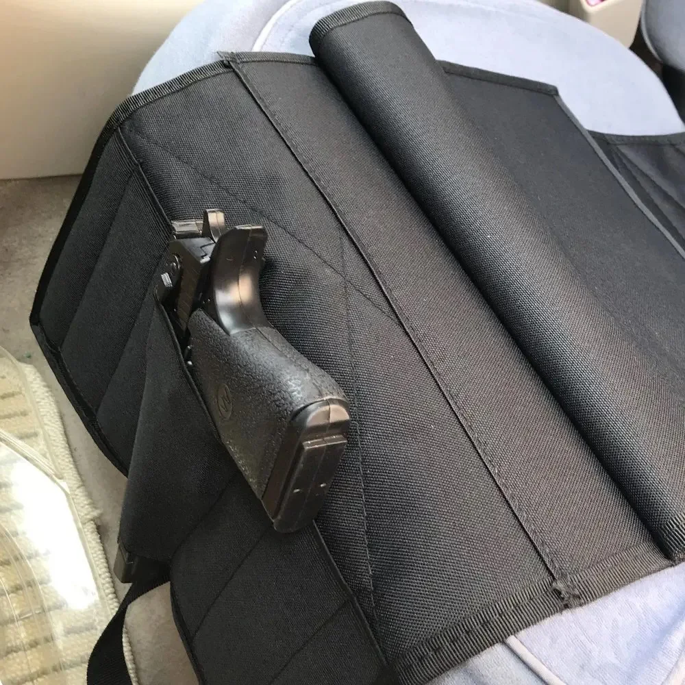 Funda de pistola táctica oculta ajustable para asiento de coche, bolsa oculta de repuesto, bolsa de almacenamiento para la mayoría de los coches, envío directo - imagen 4