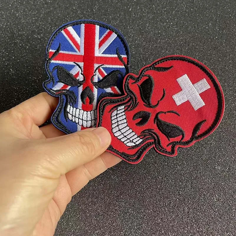 Alemania, Francia, Reino Unido, España, EE. UU., México, Italia insignias bandera parches militares, tela de calavera bordado mochila apliques embleem táctico - imagen 2