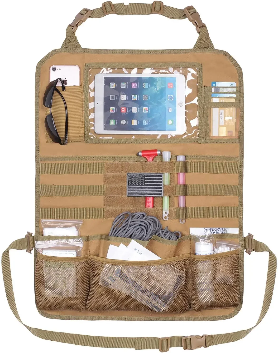 Organizador táctico para asiento trasero de coche, Protector de cubierta de respaldo de asiento Molle táctico mejorado, ajuste Universal para vehículos, camioneta MPV - imagen 3