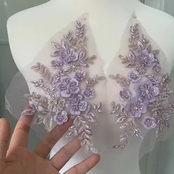 Corpiño de boda con lentejuelas, cuentas, encaje y flores 3D
