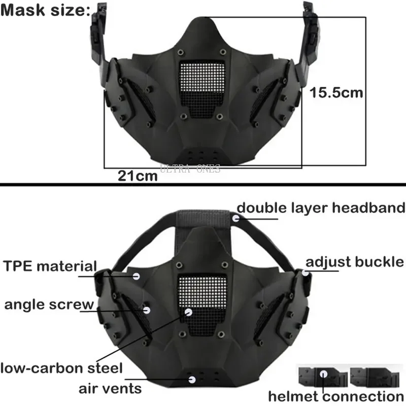 Mascarilla táctica de media cara para Airsoft, máscara para juegos de Paintball, deportes al aire libre, caza, juego de guerra, equipo de combate Cs, resistencia al impacto - imagen 3