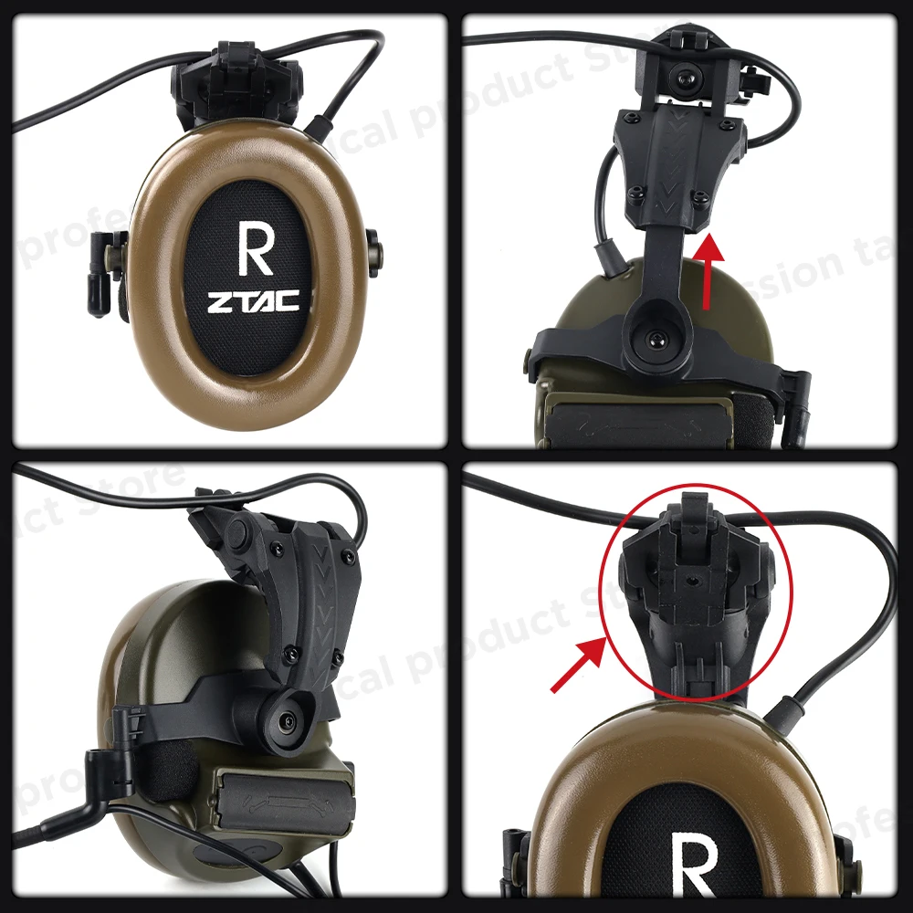 ZTAC-auriculares tácticos Airsoft, cascos duales Ptt, accesorios militares, Comta Pelto, captación de reducción de ruido, Baofeng, UV82, hunun - imagen 5