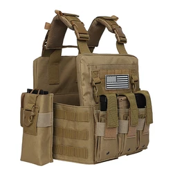 Chaleco de caza MOLLE con tres bolsas desmontables