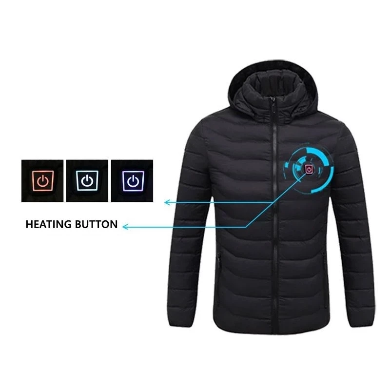 Chaquetas térmicas con calefacción para hombre, abrigo de manga larga con batería eléctrica USB, ropa térmica cálida para invierno, novedad de 2023 - imagen 4