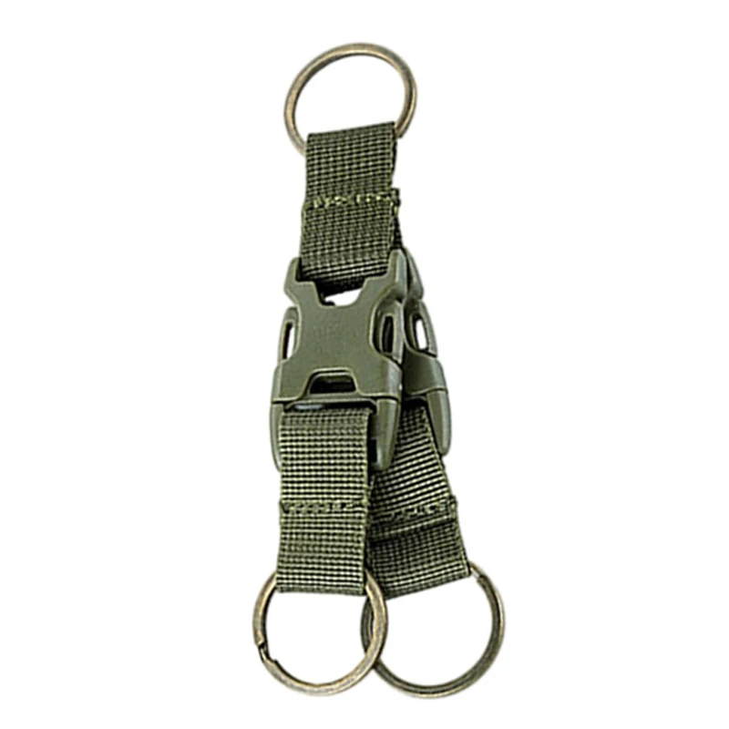 LLavero de cinturón de nailon con hebilla de Clip Molle para deportes al aire libre, llavero táctico multifuncional de tres anillos, negro, verde, bronceado - imagen 3