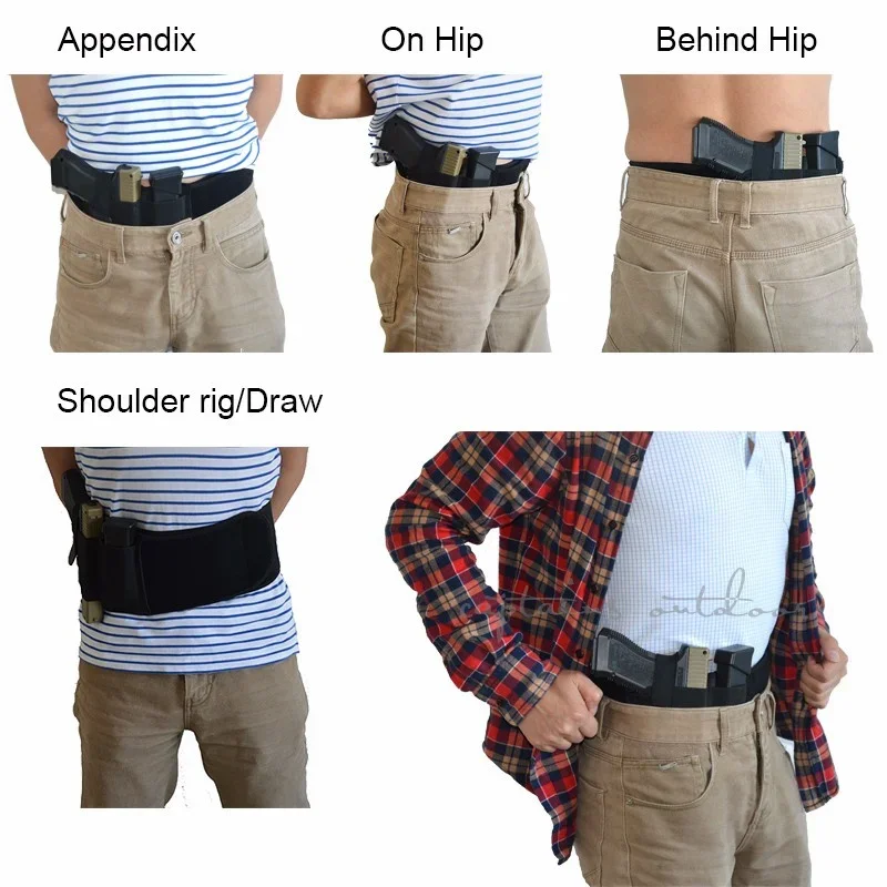 Funda táctica para pistola con banda para el vientre, mano derecha o izquierda, oculta, bolsa para pistola al aire libre, fundas para cinturón de caza y tiro Airsoft - imagen 3